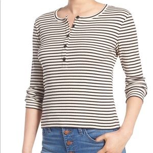 Madewell Striped Henley Tee SZ small